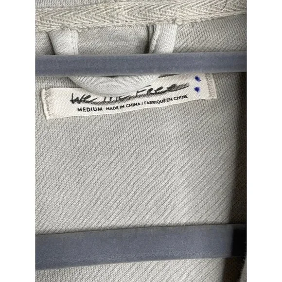 Free People Britney Cardi Jacket Hooded Sweatshirt Zip Front Oatmeal Size M NWT - Picture 10 of 10